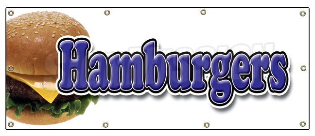 36x96 Hamburger Banner Sign Cheeseburger cart Signs Burger Fries 36x96 Hamburger Banner Sign Cheeseburger cart Signs Burger Fries